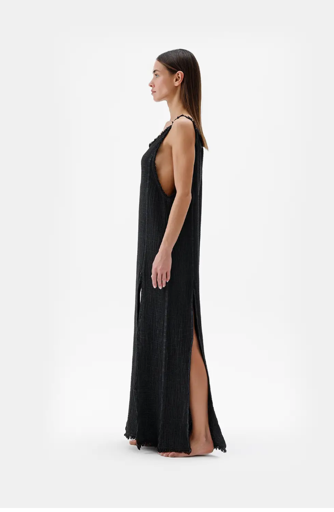 Kizi Charcoal Slit Maxi Dress/Shirt – Shop Akasi